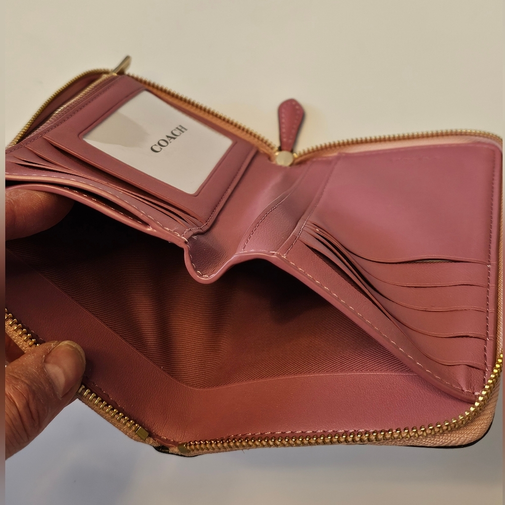 Coach Pink Butterfly Zip Around  Wallet - Picture 7 of 9